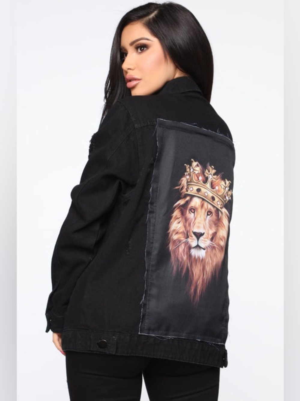 Fashion Nova Her Majesty Black Denim Jacket